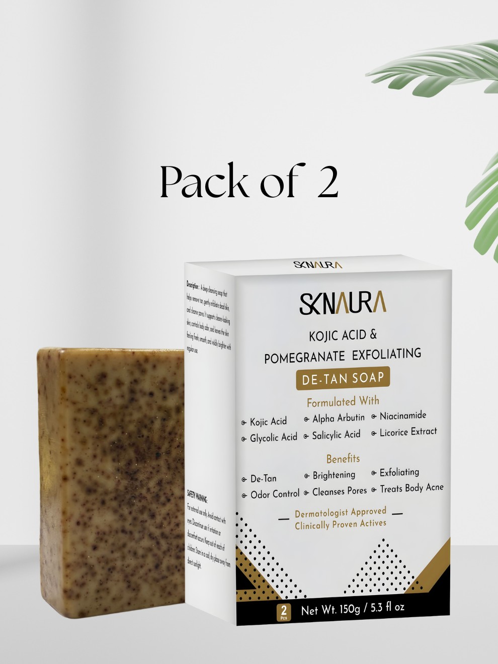 Kojic Acid & Pomegranate Exfoliating De-Tan Soap- Pack of 2